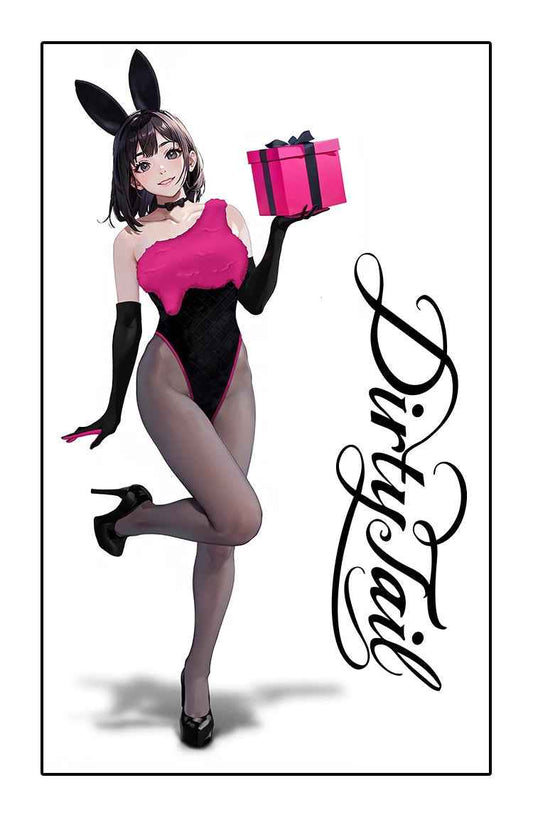 Anime Strawberry Ice Cream Style Bunny Girl Knitted Black Pink Bodysuit Lingerie Set