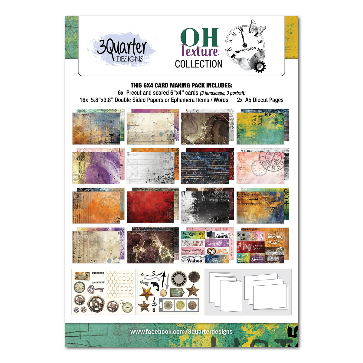 3Quarter Designs Oh Texture 6x4 Card Pack
