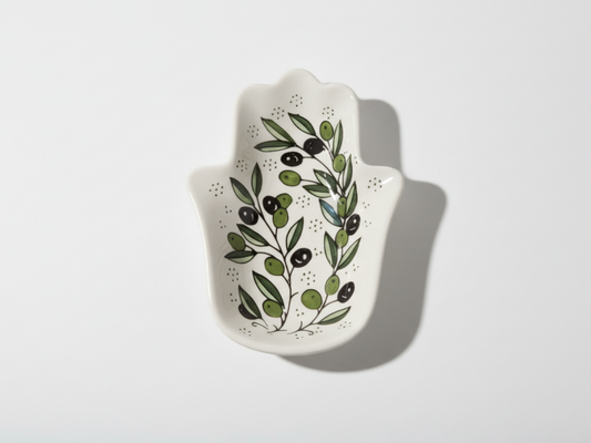 Handgemachte Keramik-Hamsa-Schale in Handform – 18 cm Servierteller