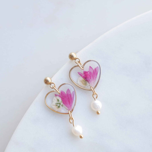 Boucles d'oreilles Lucy - Perla - coeur  (medium 16mm)