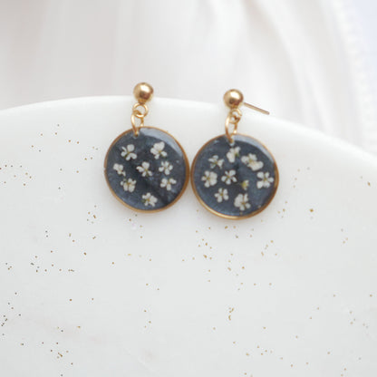 Boucles d'oreilles Céleste - fleurs de carottes- rond 16mm