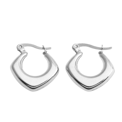 MARIYA Squared Rounded Hoop Earrings Silver