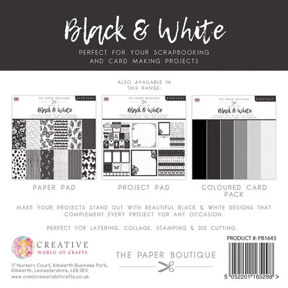 The Paper Boutique Everyday - Shades Of - Black & White 8 in x 8 in Project Pad