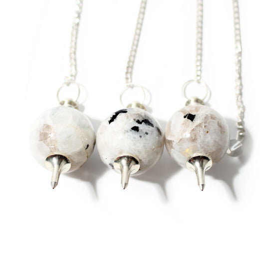 Rainbow Moonstone Ball and Point Pendulum - 3 Pack
