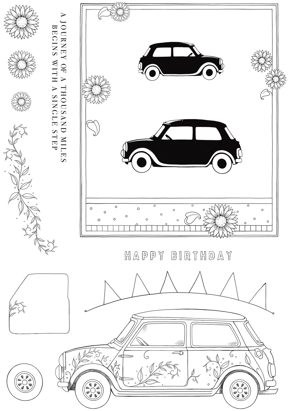 Pink Ink Designs Mini Driver 6 in x 8 in Clear Stamp Set