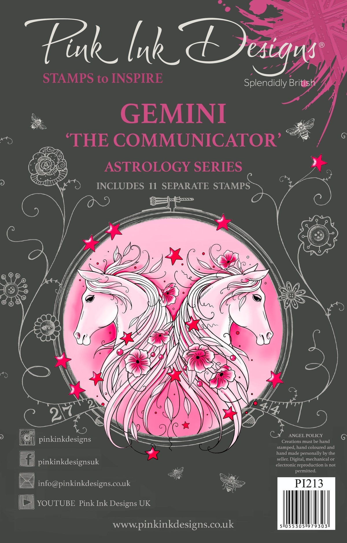 Pink Ink Designs Gemini 6 in x 8 in Clear Stamp Set