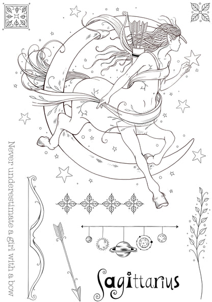 Pink Ink Designs Sagittarius 6 in x 8 in Clear Stamp Set
