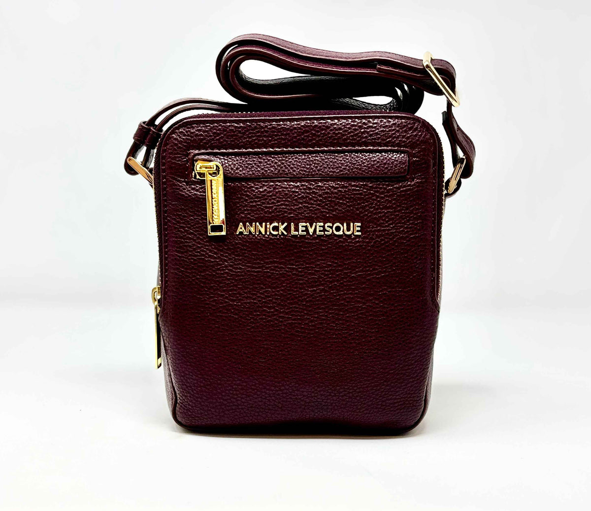 Petit sac en cuir aubergine —Nadine