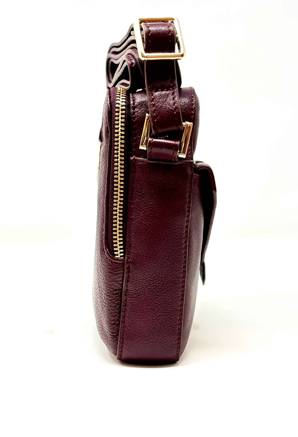 Petit sac en cuir aubergine —Nadine