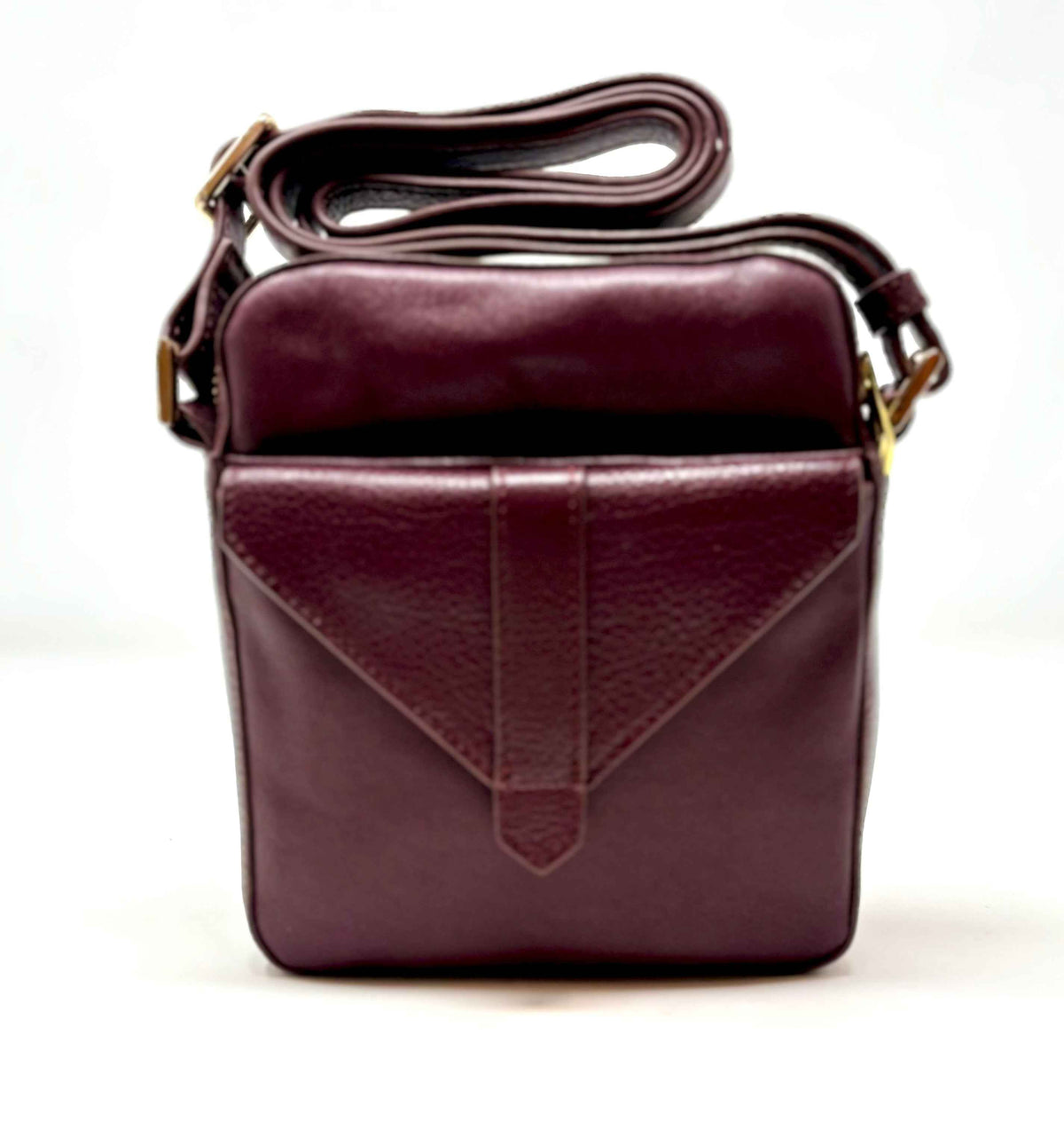 Petit sac en cuir aubergine —Nadine