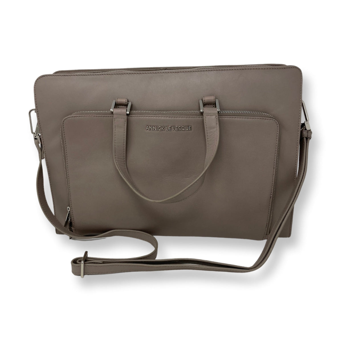Sac pour Ordinateur Portable en Cuir Taupe | Elizabeth