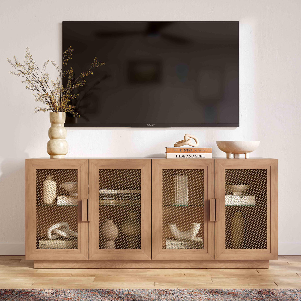 Marais 72" Natural Wood Storage TV Stand/Sideboard - Multiple Colors