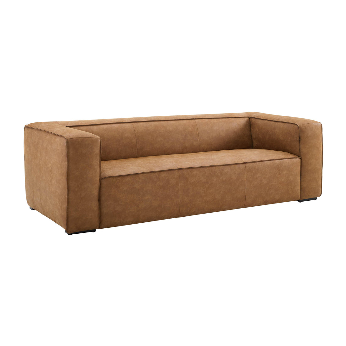 Leo Luxury Faux Leather Sofa - Brown