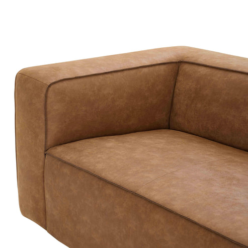 Leo Luxury Faux Leather Sofa - Brown
