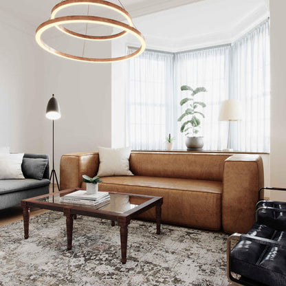 Leo Luxury Faux Leather Sofa - Brown
