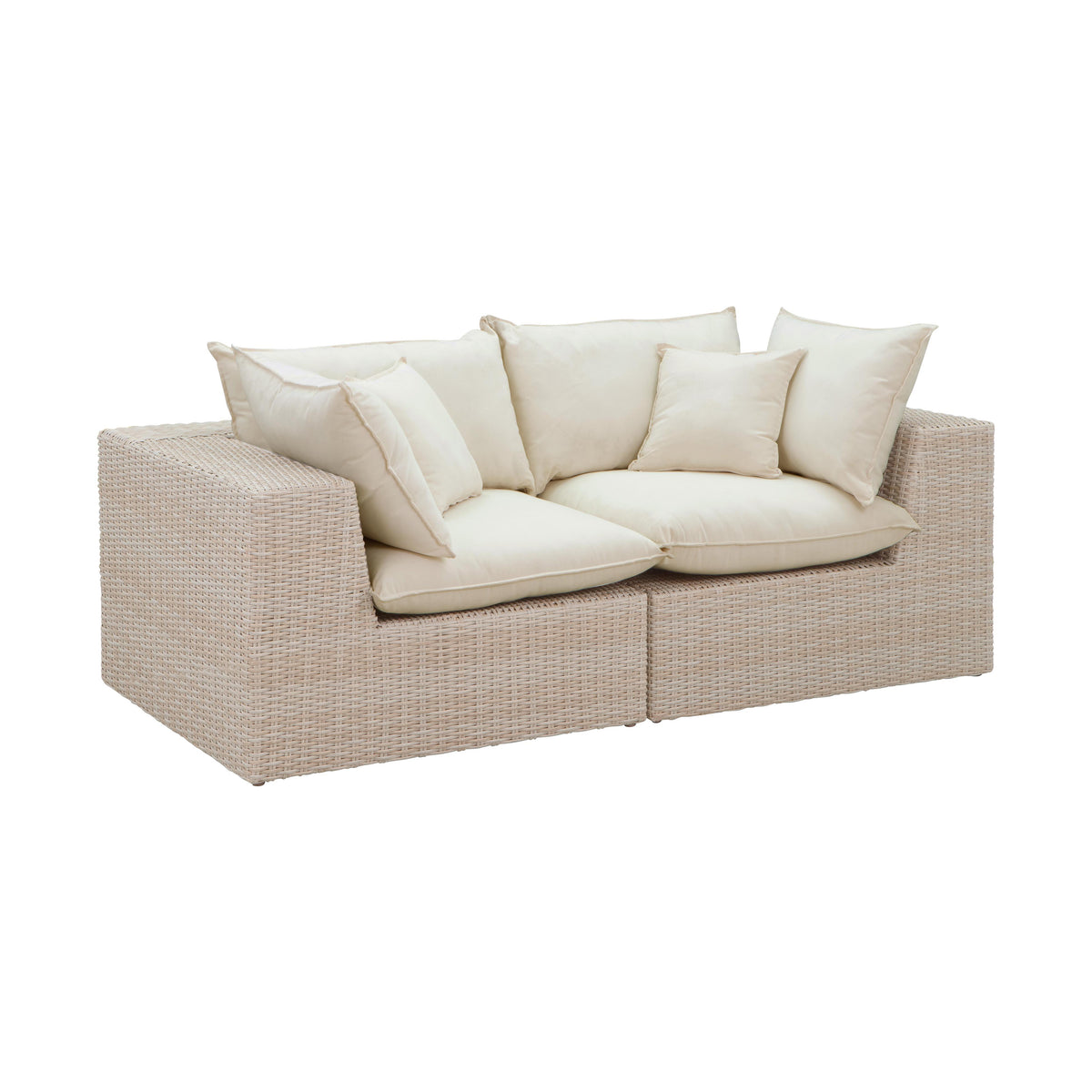 Sunbay 2 Seater Outdoor Natural Wicker Modular Sofa - Beige
