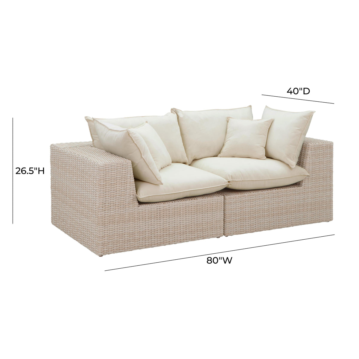 Sunbay 2 Seater Outdoor Natural Wicker Modular Sofa - Beige