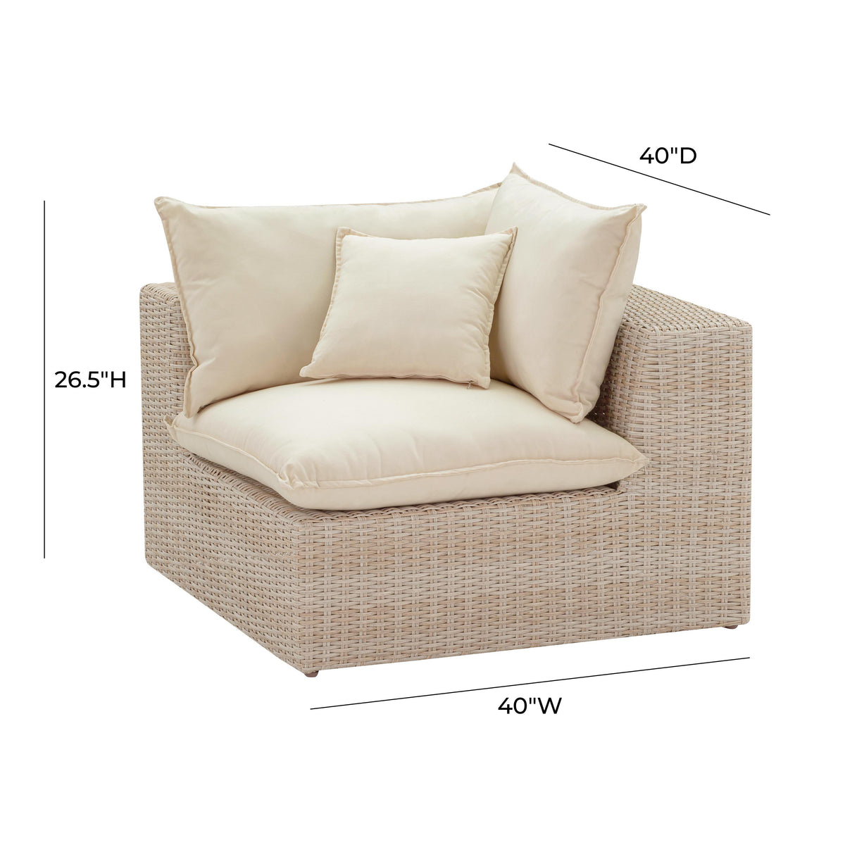 Sunbay Outdoor Natural Wicker Armless & Corner Chairs - Beige