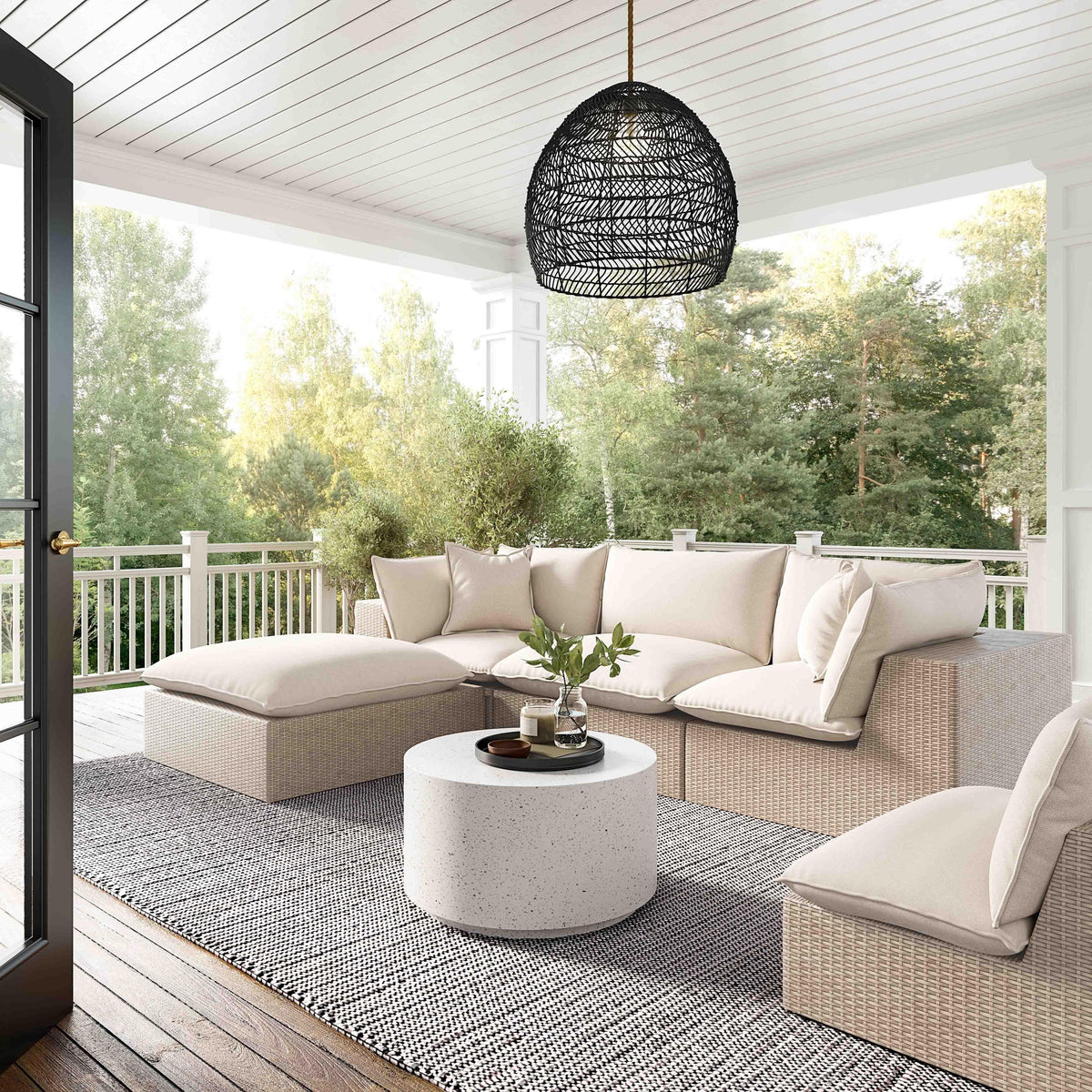 Sunbay 4 Piece Outdoor Natural Wicker Modular Sectional - Beige