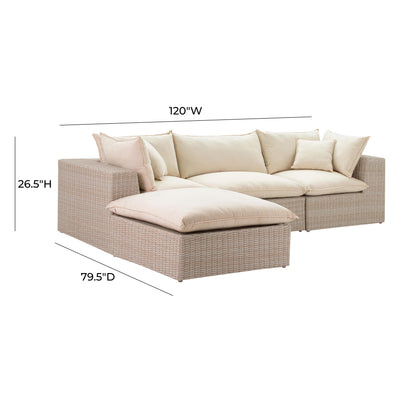 Sunbay 4 Piece Outdoor Natural Wicker Modular Sectional - Beige