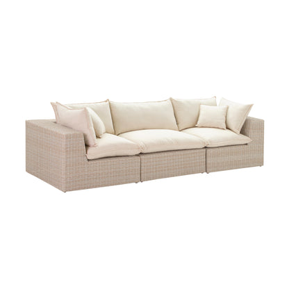 Sunbay 4 Piece Outdoor Natural Wicker Modular Sectional - Beige