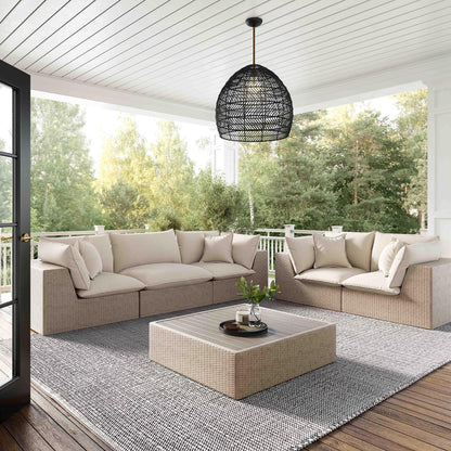 Sunbay 4 Piece Outdoor Natural Wicker Modular Sectional - Beige