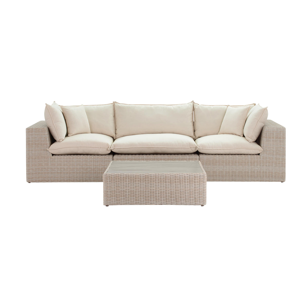 Sunbay 4 Piece Outdoor Natural Wicker Modular Sectional - Beige