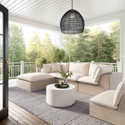 Sunbay Outdoor Natural Wicker Ottoman - Beige