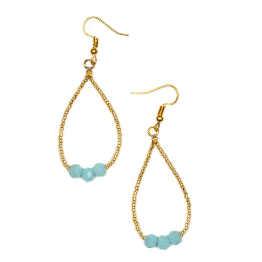 Tear Drop Earring With Crystal Beads