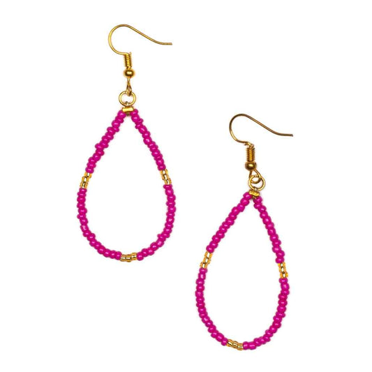 Tear Drop Seed Bead Earrings With Gold Accents