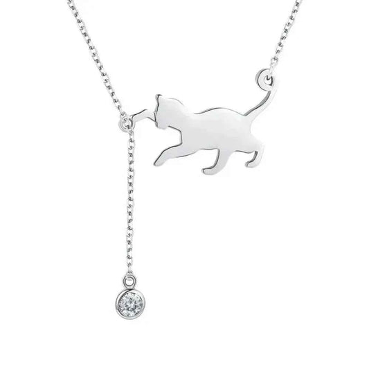 Breathtaking 925 Sterling Silver Cat Necklace | Elegant Pendant Collarbone Jewelry Scn232 In 3 Colors