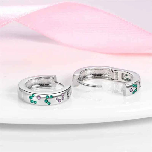 Elegant Gemstone Sterling Silver Hoop Earrings