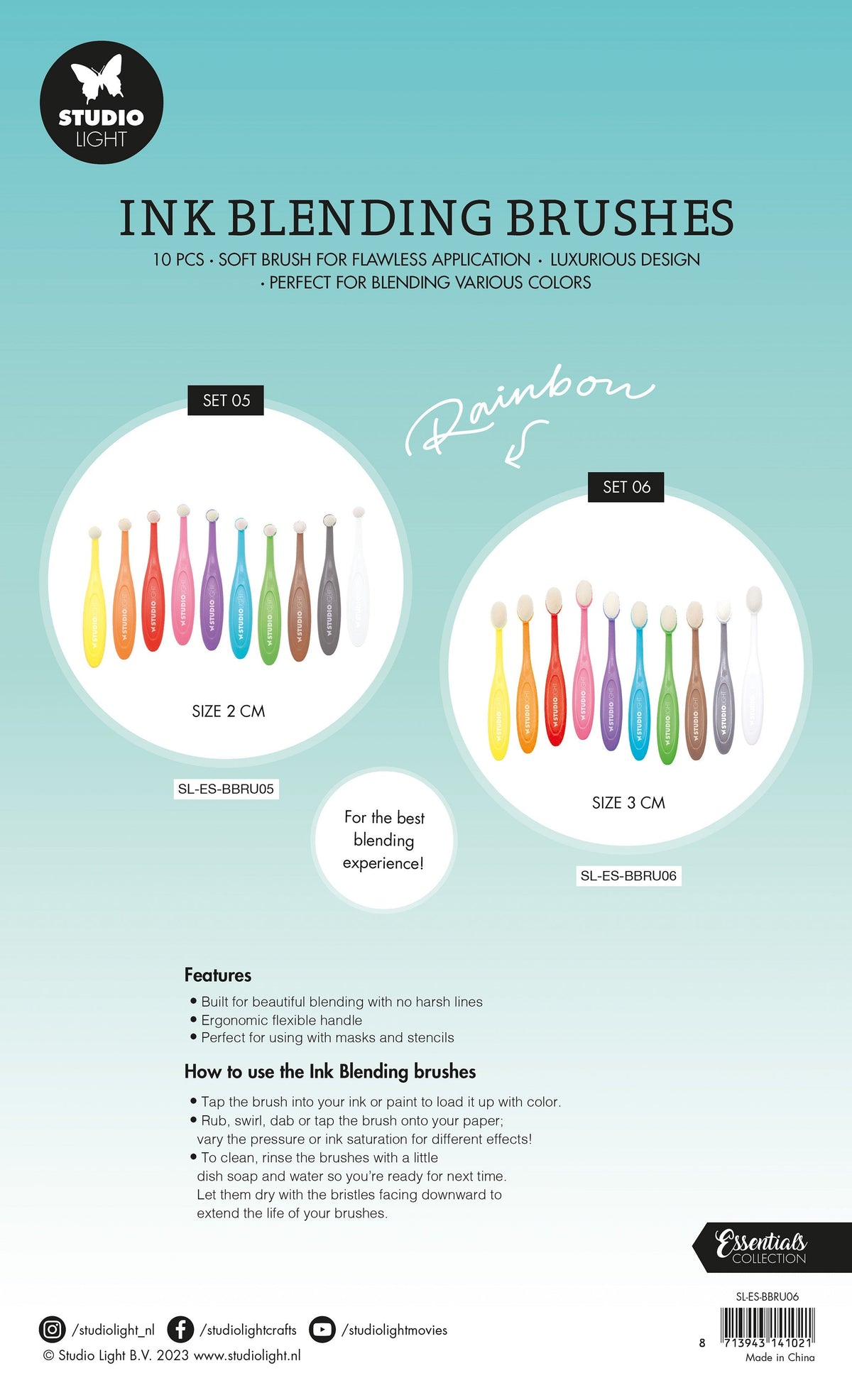 SL Ink Blending Brushes 20 mm Essential Tools 160x290x25mm 10 PC nr.06