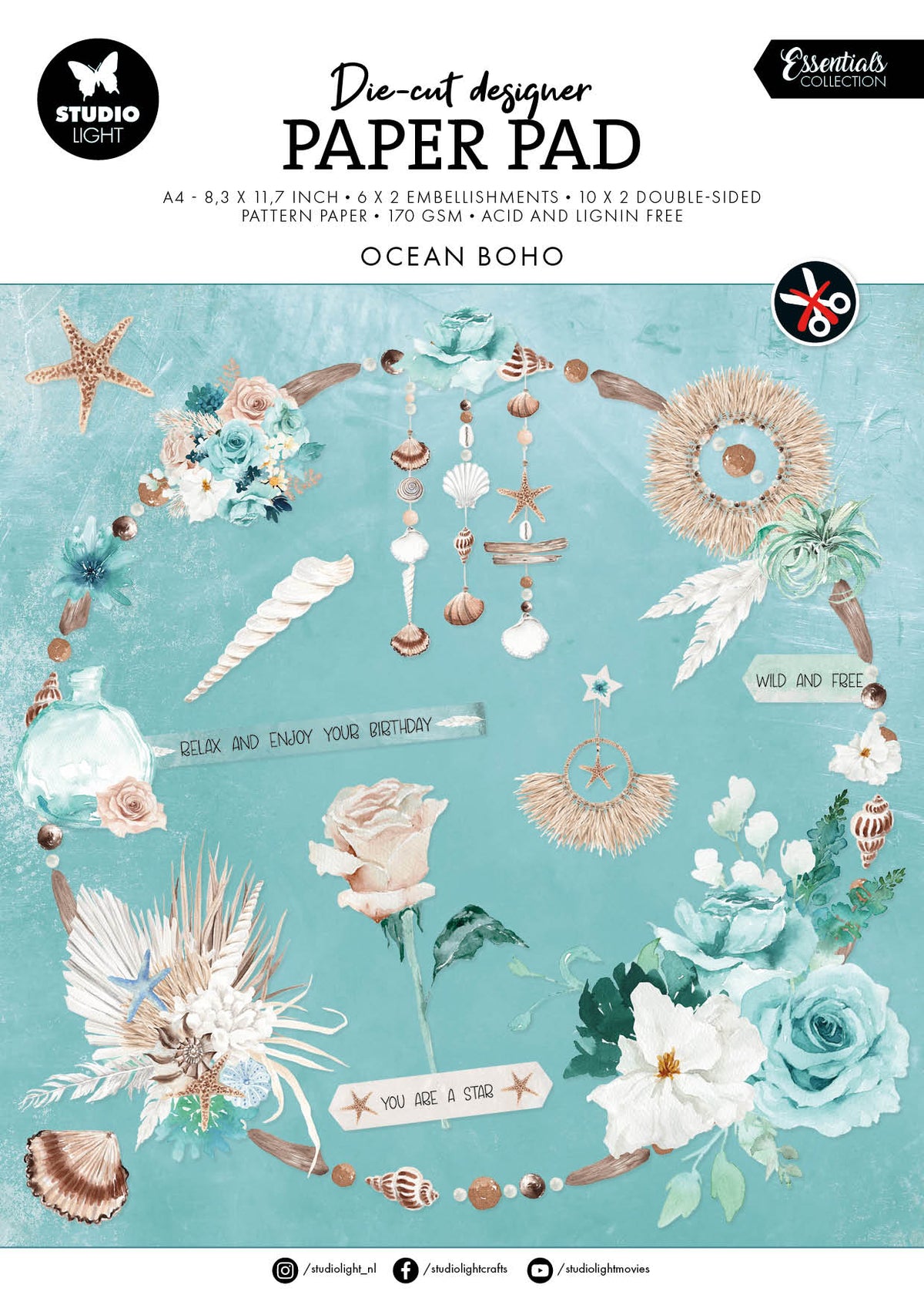 SL Die-Cut Paper Pad Ocean Boho Essentials 32 SH