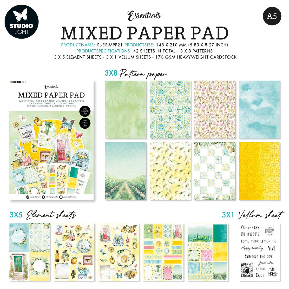 SL Mixed Paper Pad Fresh Citrus Essentials 148x210x9mm 42 SH nr.21