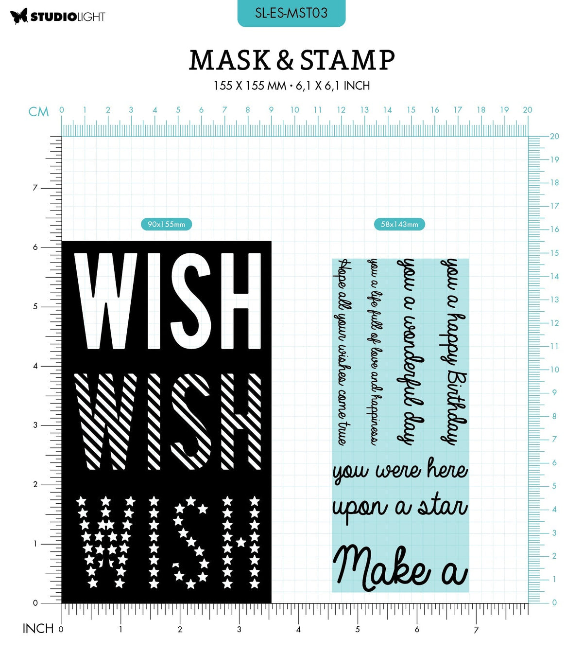 SL Mask & Stamp Wish Sentiments Essentials 155x155x3mm 8 PC nr.03