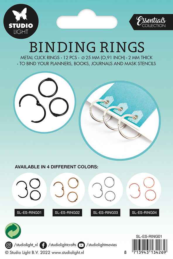 SL Binding Click Rings Black Essentials 23x23x3mm 12 PC nr.01