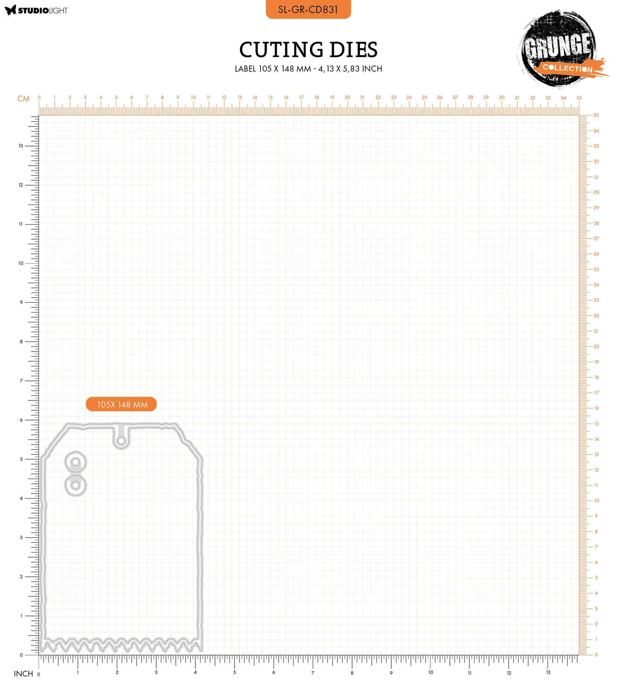 GR Cutting Die A6 Label Shape Grunge Collection 3 PC