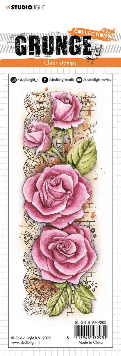 SL Clear Stamp Roses Grunge Collection 210x74x3mm 1 PC nr.202