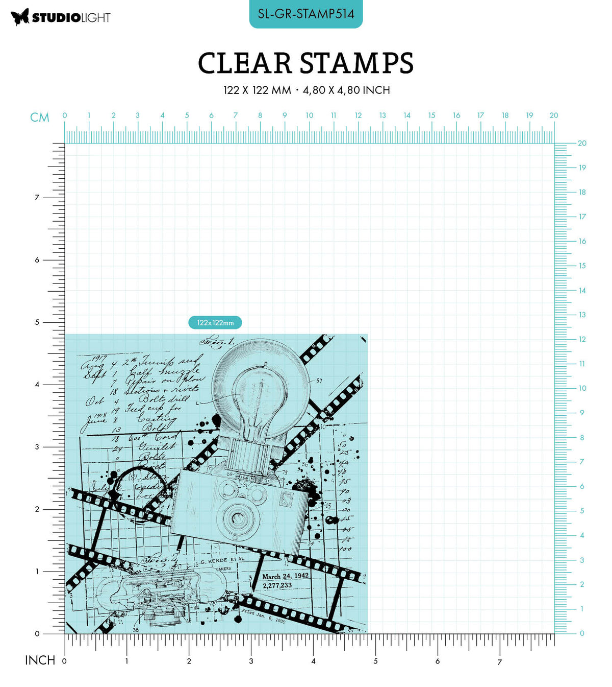 SL Clear Stamps Camera Invention Grunge Collection 122x122x3mm 1 PC nr.514