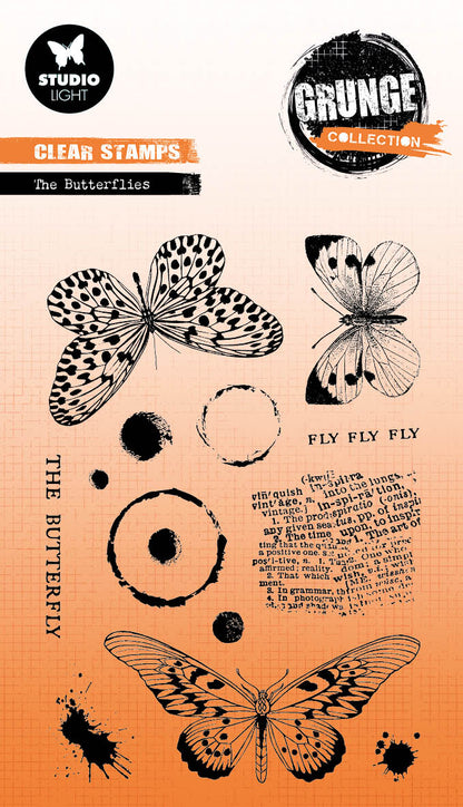 SL Clear Stamp The Butterflies Grunge Collection 14 PC