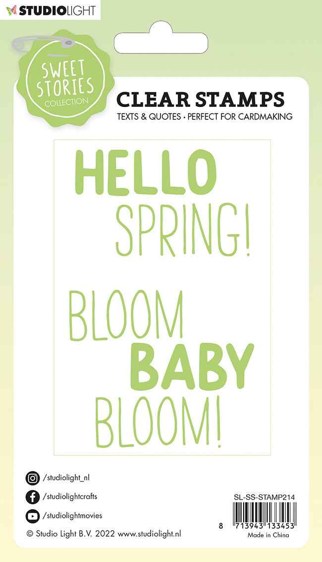 SS Clear Stamp Quotes Large Hello Spring Sweet Stories 105x148x3mm 4 PC nr.214