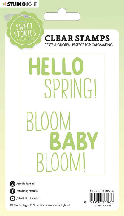 SS Clear Stamp Quotes Large Hello Spring Sweet Stories 105x148x3mm 4 PC nr.214