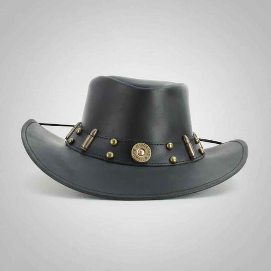 Shapeable Cowboy Hat with 12 Gauge Bullet Slice & Embellishments