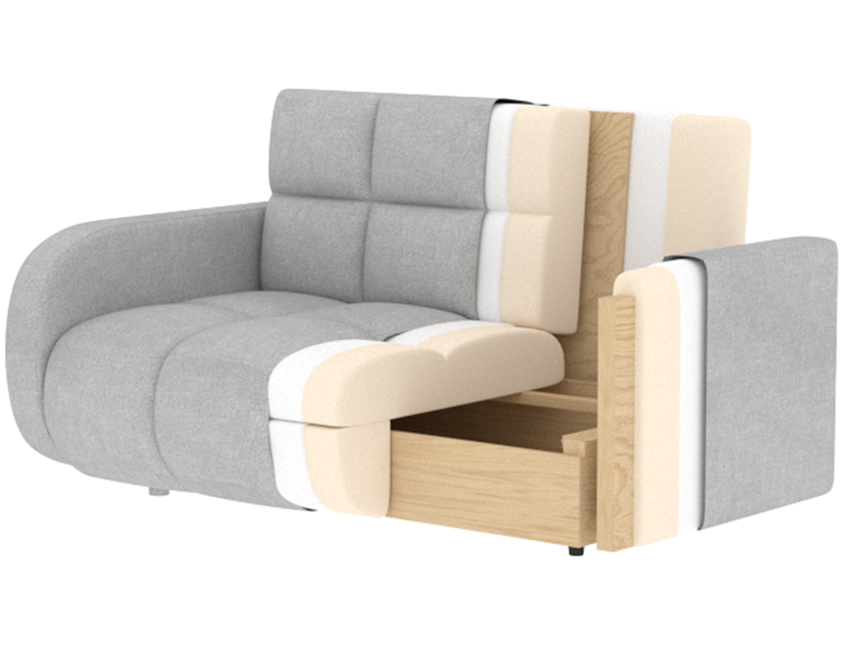 Deverio 3 Seater Condo Size Storage Sleeper Sofa - Navy Blue