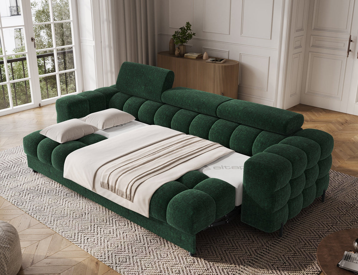 Festello 3 Seater Sleeper Sofa - Emerald Green