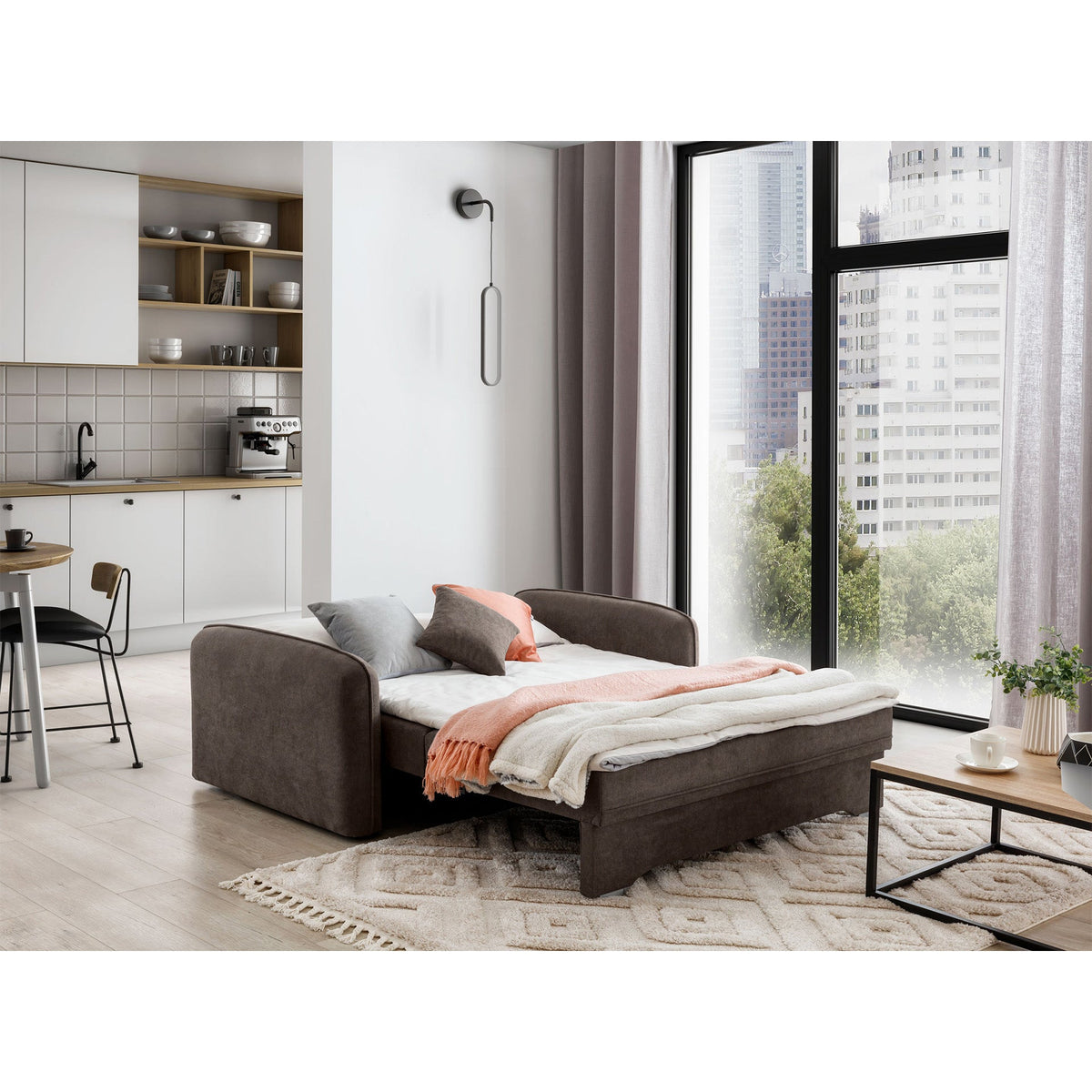 Laine Condo Style 2 Seater Storage Sleeper Sofa - Brown