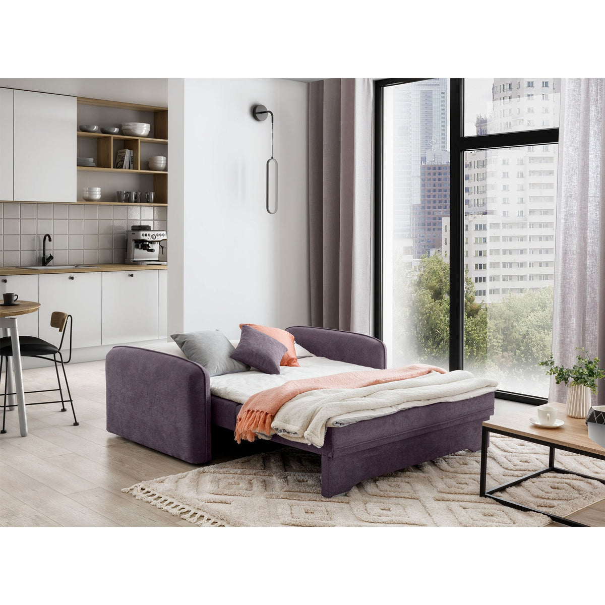 Laine Condo Style 2 Seater Storage Sleeper Sofa - Plum Purple