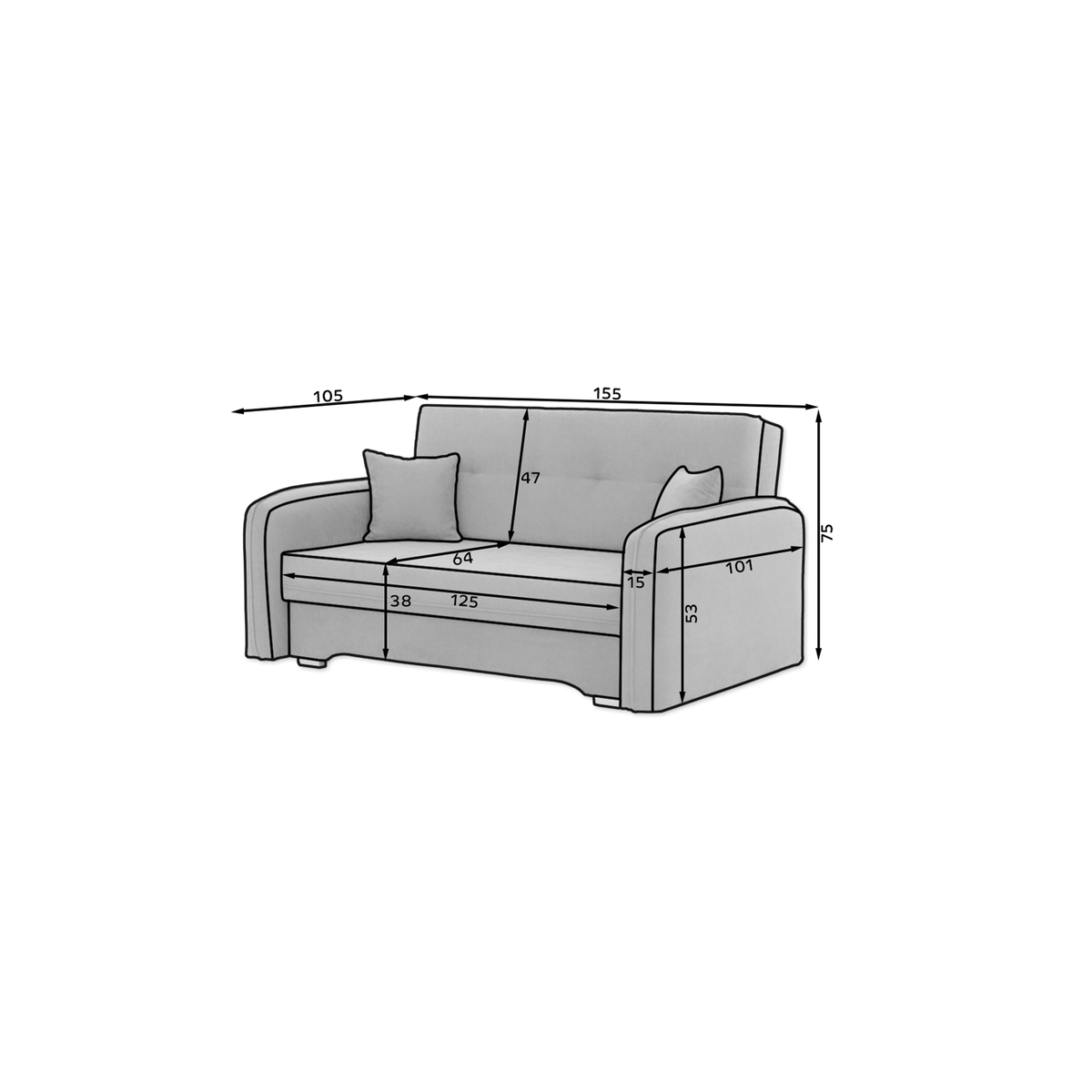 Laine Condo Style 2 Seater Storage Sleeper Sofa - Navy Blue