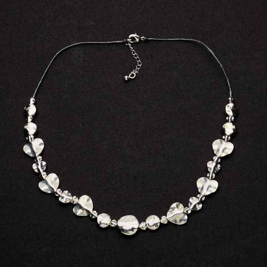Silver Plate Beaten Heart Necklace